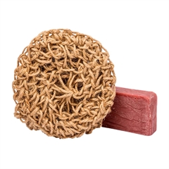 Джутовая вязанная мочалка с натуральным мылом Винное